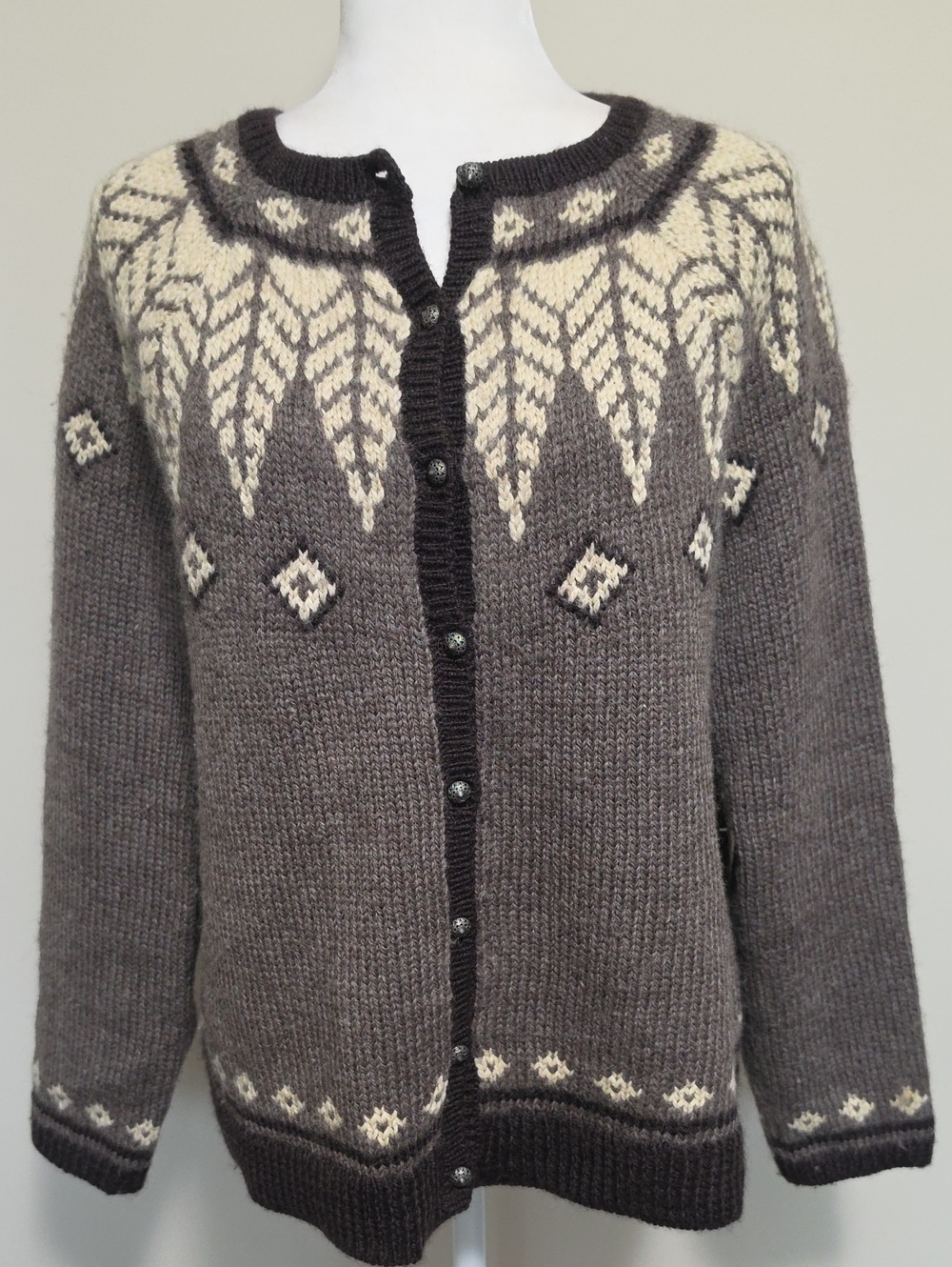 🌲 Vintage J. Jill Fair Isle Knit Cardigan – Cottagecore / Cabin Aesthetic (Size